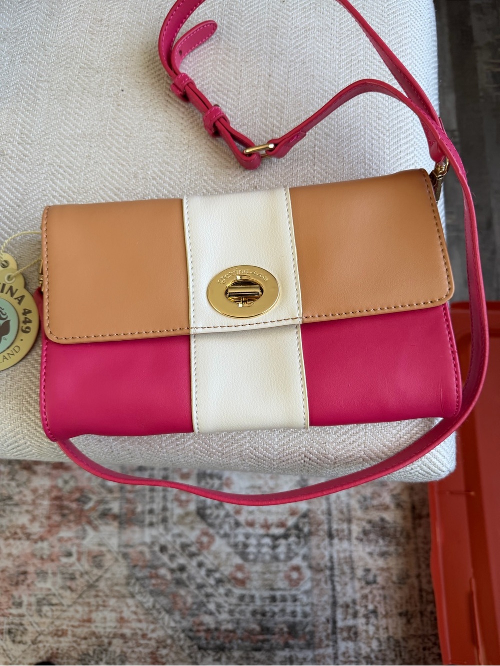 Spartina 449 Pink, Tan & Cream Colorblock Crossbody